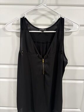 Express Black Sleeveless Zip-Front Tank